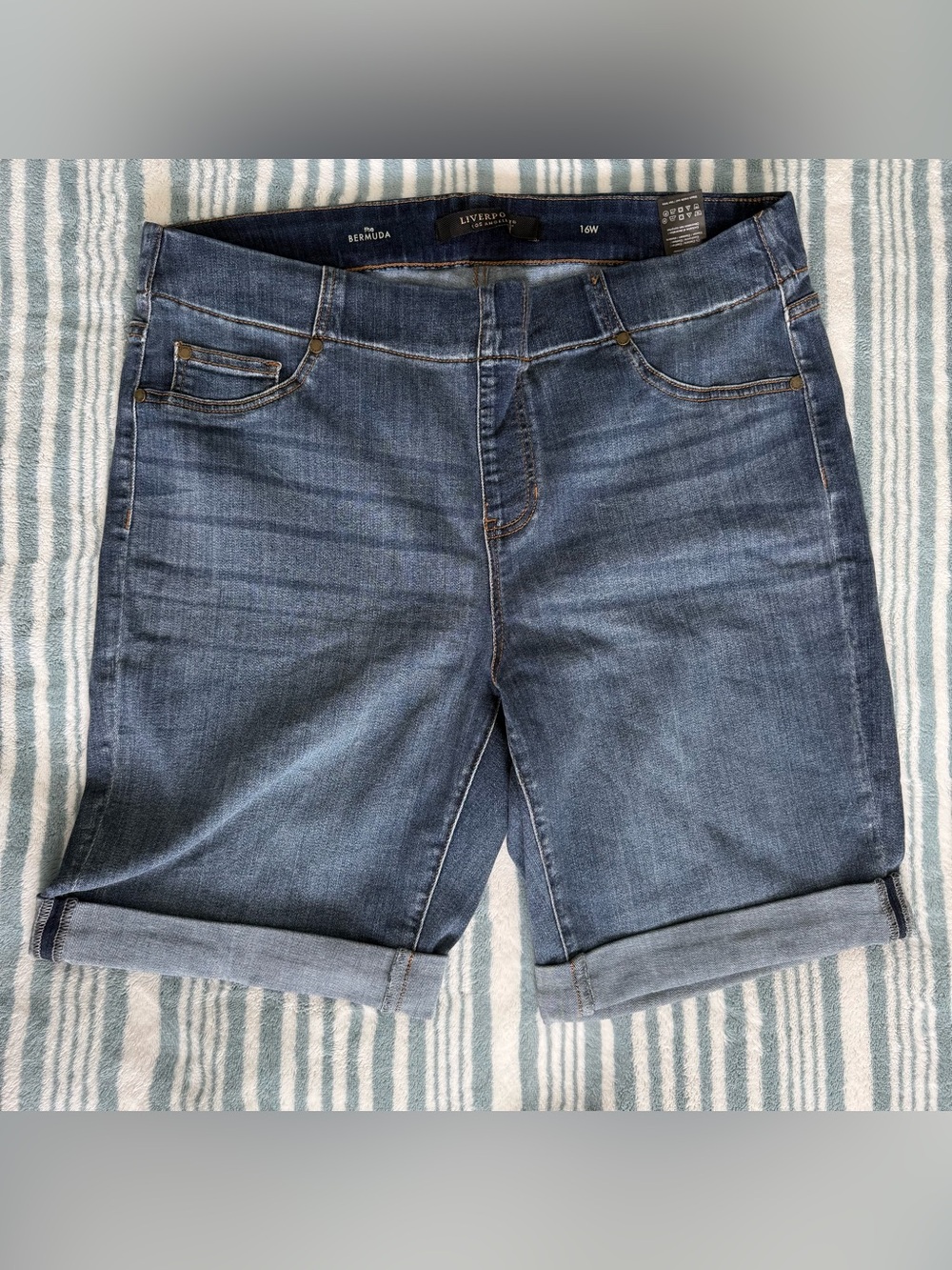 Liverpool Women's Cuffed Denim Bermuda Shorts Size 16W